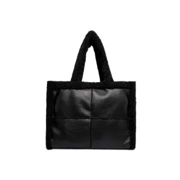 Like Dreams Large Sherpa Tote Bag, Inner Pocket Vegan Leather
